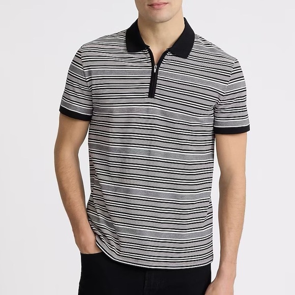 Express Men's Striped Perfect Pima Cotton Pique Polo Size M Tall 1/4 Zip NWT $64 - Picture 2 of 16